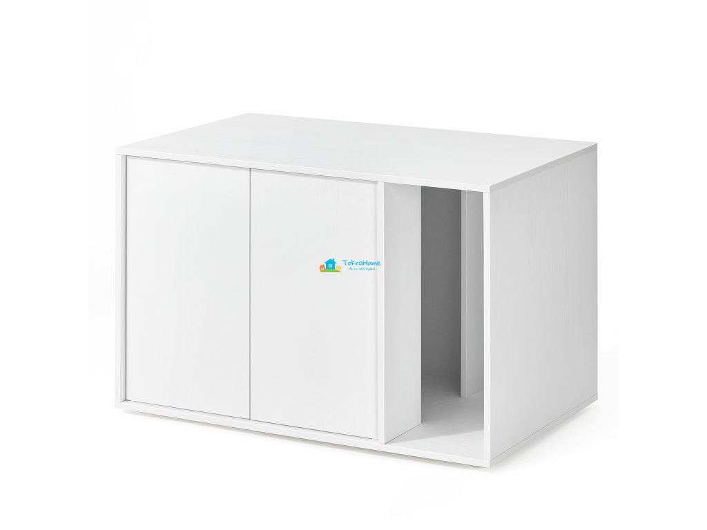 Skříňka na kočičí toaletu s dvířky, bílá