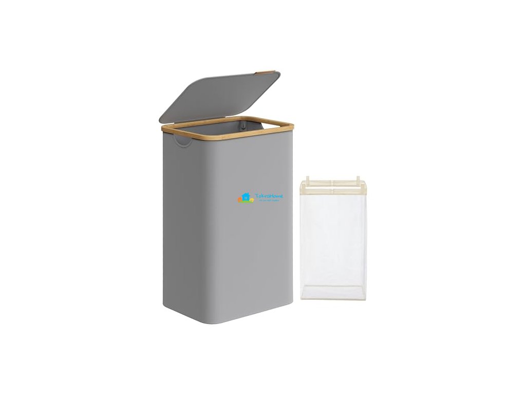 Koš na prádlo 90 l s odnímatelnou taškou, šedý