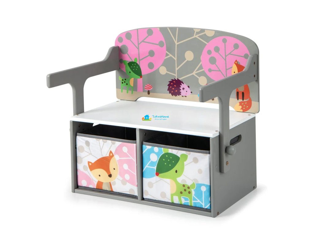 Dětská lavice 3v1 s látkovými koši
