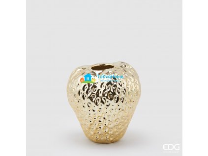 Keramická váza ve tvaru jahody, zlatá barva, 21 cm
