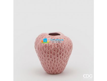 Keramická váza ve tvaru jahody, růžová, 21 cm