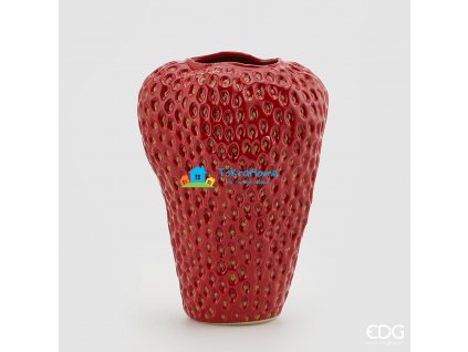 Keramická váza ve tvaru jahody, korálově červená, 37 cm