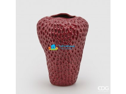 Keramická váza ve tvaru jahody, burgundsky červená, 37 cm