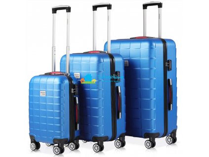 Sada skořepinových kufrů 3-dílná modrá 40 l, 80 l, 105 l