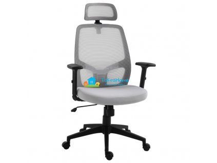 Kancelářská židle s funkcí houpání, ergonomická, s bederní opěrkou hlavy, šedá 68 x 64 x 113-121 cm