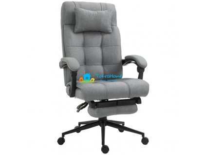 Kancelářská židle s polštářovou opěrkou hlavy a podnožkou, světle šedá 66 x 70 x 116-124 cm