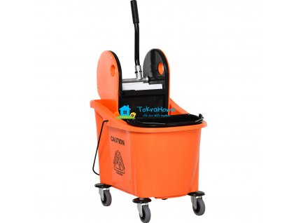 Mobilní úklidový vozík se ždímačem, 36 litrů, černo-oranžový, 54 x 41 x 91,5 cm