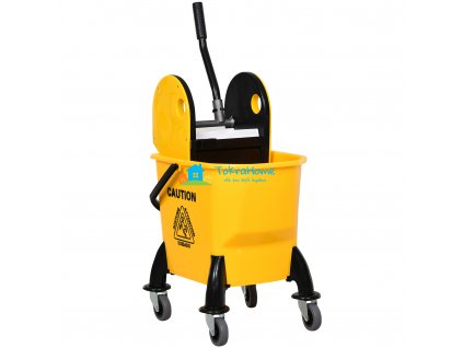 Mobilní úklidový vozík se ždímačem, 26 litrů, černo-žlutý, 44 x 36 x 90 cm