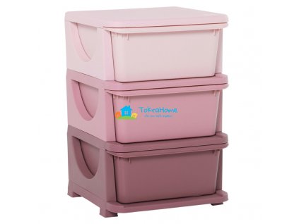 Dětská zásuvková skříňka (organizér) s úložnými boxy na hračky, růžová 37 x 37 x 56,5 cm