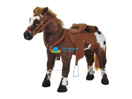 Hrací plyšový kůň 85 x 28 x 60 cm, hnědobílý