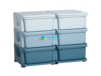 Dětská zásuvková skříňka (organizér) s úložnými boxy na hračky, modrá  75 x 37 x 56,5 cm