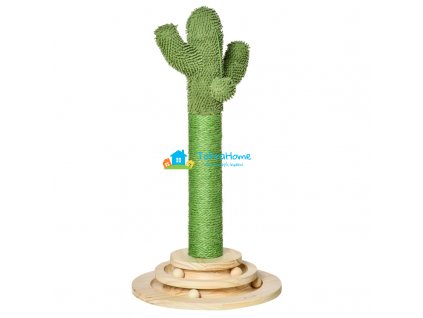 Škrabadlo pro kočky, vzhled kaktus, zelená + přírodní, 60 cm