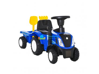 Dětské odrážedlo traktor s přívěsem, modré