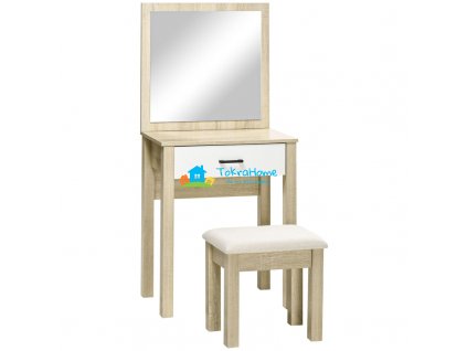 Toaletní kosmetický stolek se zrcadlem a taburetem