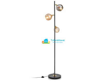 Stojací lampa se 3 skleněnými stínidly různé barvy, výška 162 cm