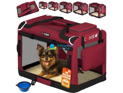 Skládací cestovní box pro psy S, červený