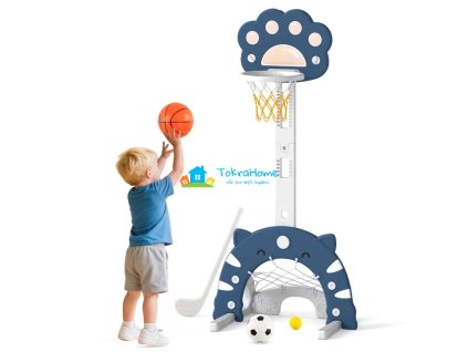 Dětský basketbalový koš 3v1 s nastavitelnou výškou, modrý