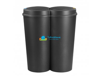 Deuba dvojitý odpadkový koš černý plast 2x25L