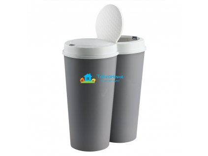 Deuba dvojitý odpadkový koš šedý 2x25L plast