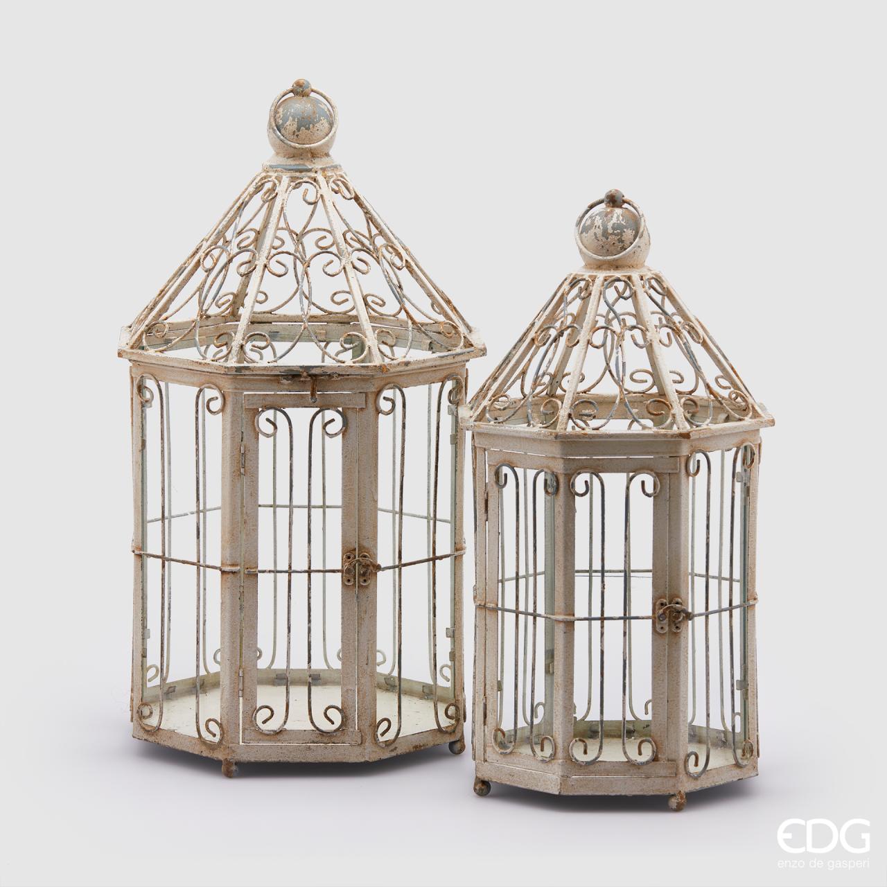 EDG Lucerny velké osmiboké sada 2 ks z kovu a skla, výška 59 a 51 cm