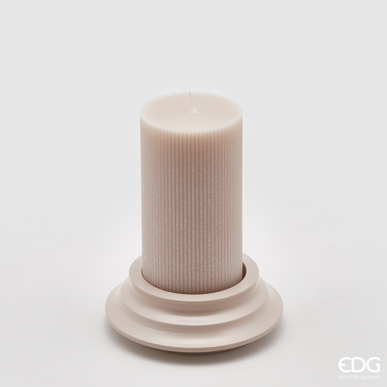 EDG Svíčka s podstavcem v antickém dekoru 15 x 8 cm - růžová