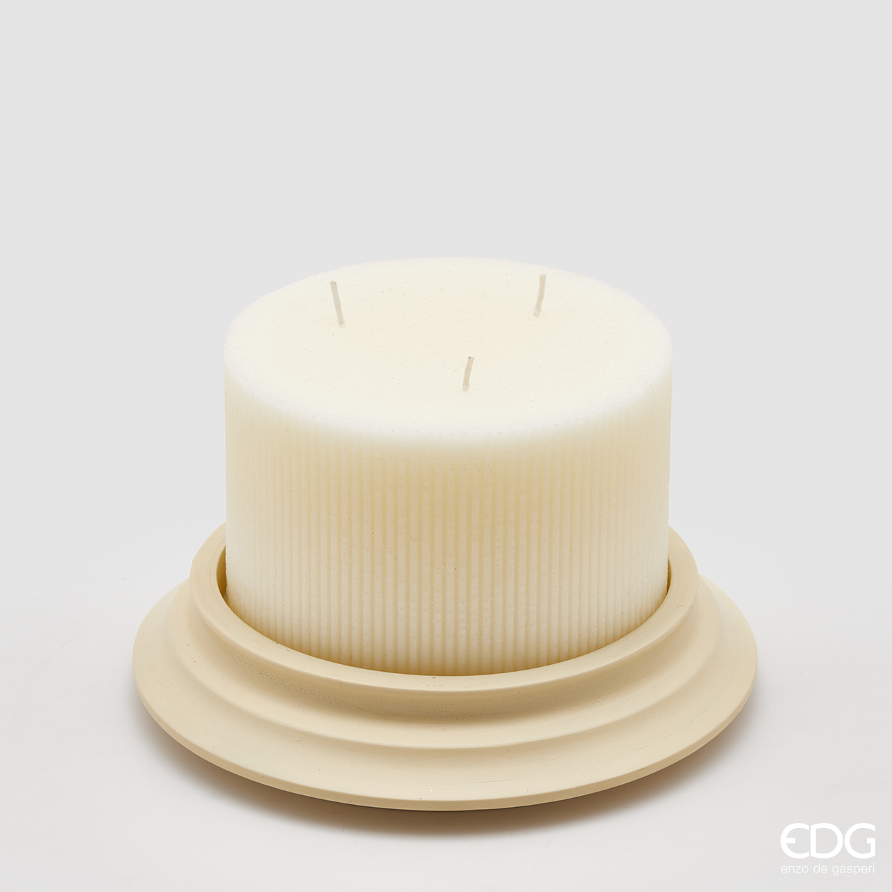 EDG Svíčka s podstavcem v antickém dekoru 15 x 8 cm - slonová kost