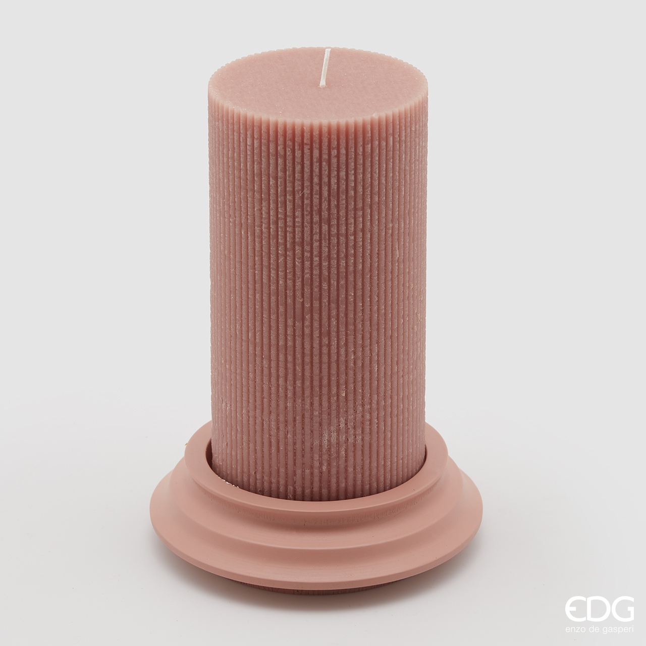 EDG Svíčka s podstavcem v antickém dekoru 20 x 10 cm - růžová