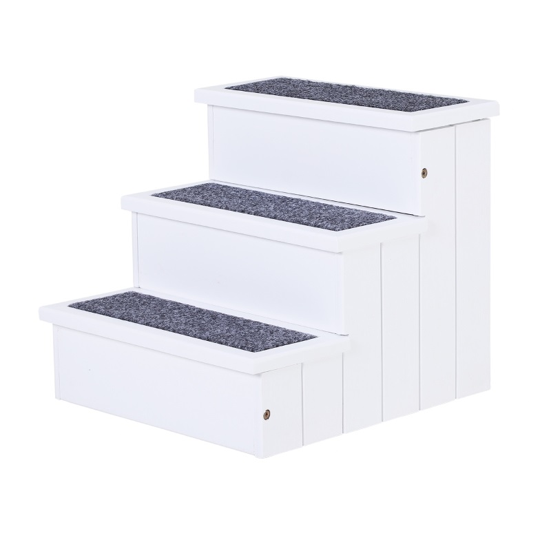PawHut Schody pro psy s úložným prostorem, bílé D06-065WT