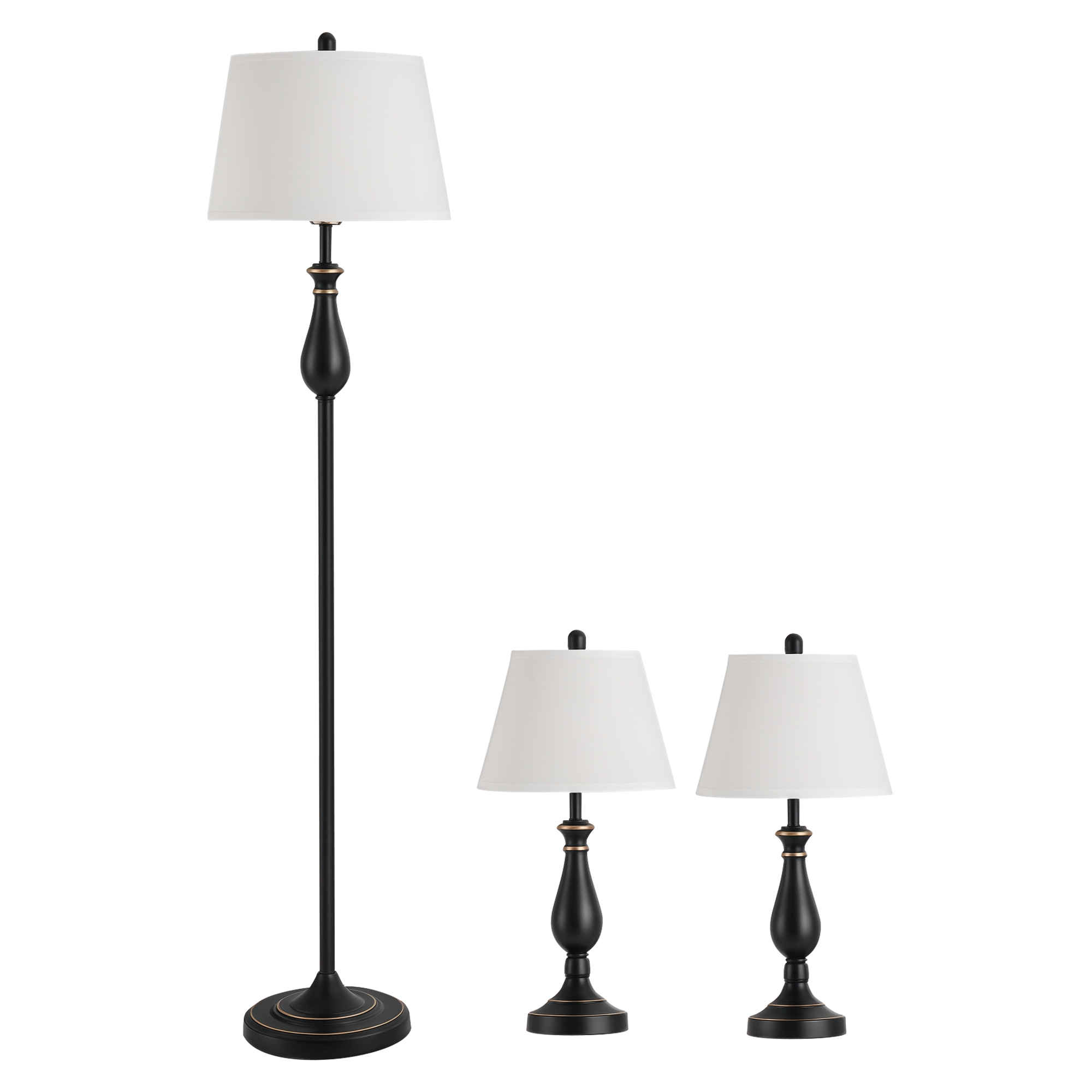 HOMCOM Sada lamp, 1 stojací a 2 stolní, černo-bílé B31-183