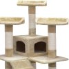 Cadoca odpočívadlo a škrabadlo pro kočky se 3 vyhlídkami, 2 domečky, béžové, výška 175 cm