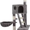 Cadoca odpočívadlo a škrabadlo pro kočky se 3 vyhlídkami, 2 domečky, tunelem, šedé, výška 240 - 260 cm
