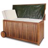 Zahradní úložný box s kolečky a vnitřní plachtou, akátové dřevo 117x52x58,5cm