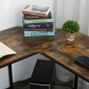 Rohový kancelářský / domácí PC stůl ve tvaru L v dekoru dřeva černá/hnědá