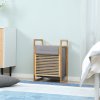 Koš na prádlo s omyvatelnou taškou, bambus / polyester, 40 x 35 x 60,5 cm