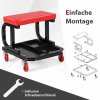 Dílenská stolička na kolečkách s policí na nářadí, červeno-černá