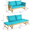 Zahradní lavice rozkládací s tyrkysovým polstrováním, 198 x 75 x 75 cm