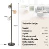Stojací lampa se 3 skleněnými stínidly různé barvy, výška 162 cm