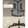 Herní židle s opěrkou hlavy, ergonomická, nosnost 150 kg, šedá