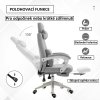 Herní židle s podnožkou, ergonomická, nosnost 120 kg, šedo-bílá