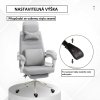 Herní židle s podnožkou, ergonomická, nosnost 120 kg, šedo-bílá