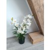 Umělá květina Orchidea v květináči 85 cm, bílá