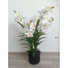 Umělá květina Orchidea v květináči 85 cm, bílá