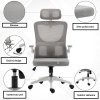 Kancelářská židle výškově nastavitelná s opěrkou hlavy, šedá