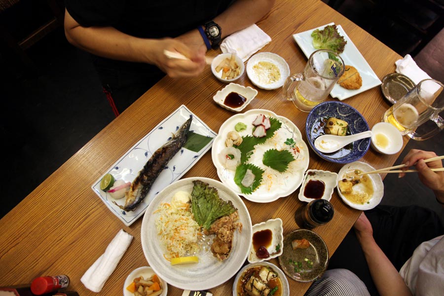Jídlo v japonské restauraci Kumamoto. Foto Petr Horčička