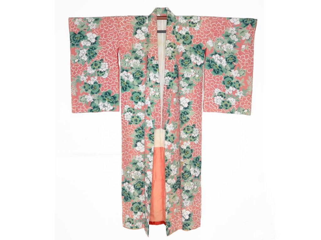 krásné pravé japonské kimono ze 30.let hedvábí (2)