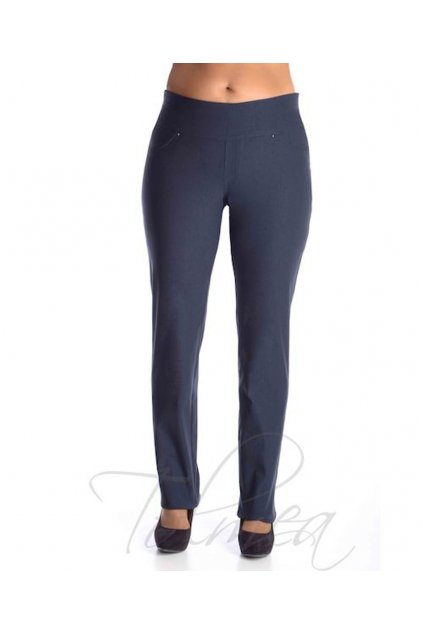 Kalhoty elastické vysoký pas 55T (Velikost 36, Barva Modrá)