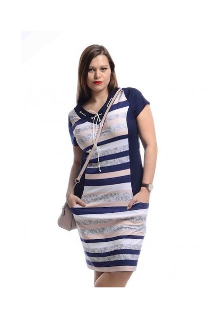 5420 Šaty šněrování (Velikost 36, Barva Vzorovaná)