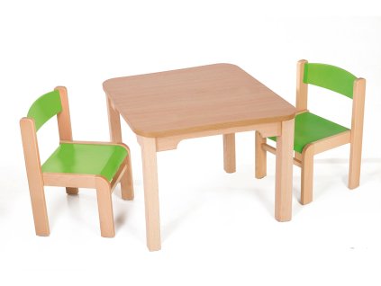 Tomaholz Dětský stolek MATY + židličky LUCA (barva druhé židličky zelená, barva první židličky zelená)