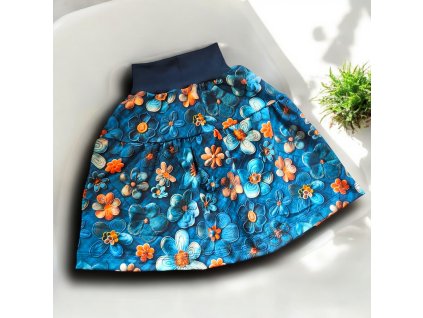 Sukýnka imitace jeans květy více variant
