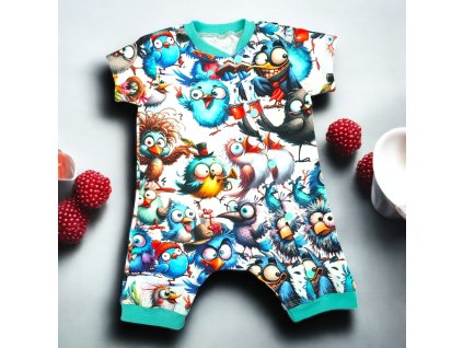 Letní overal bláznivý ptáčci
